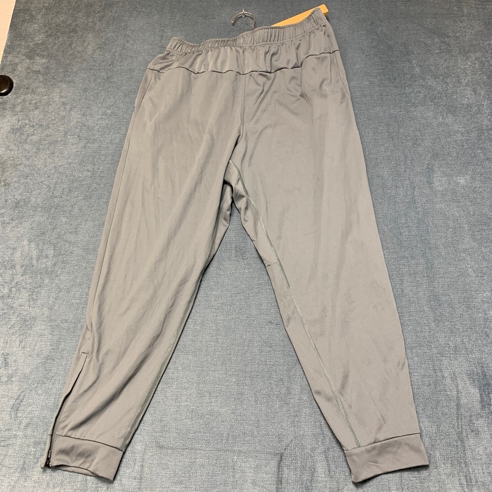 Nike Dri-Fit Jogger Pants Men Large Gray Ankle Zip Drawstring Tapered Leg Active